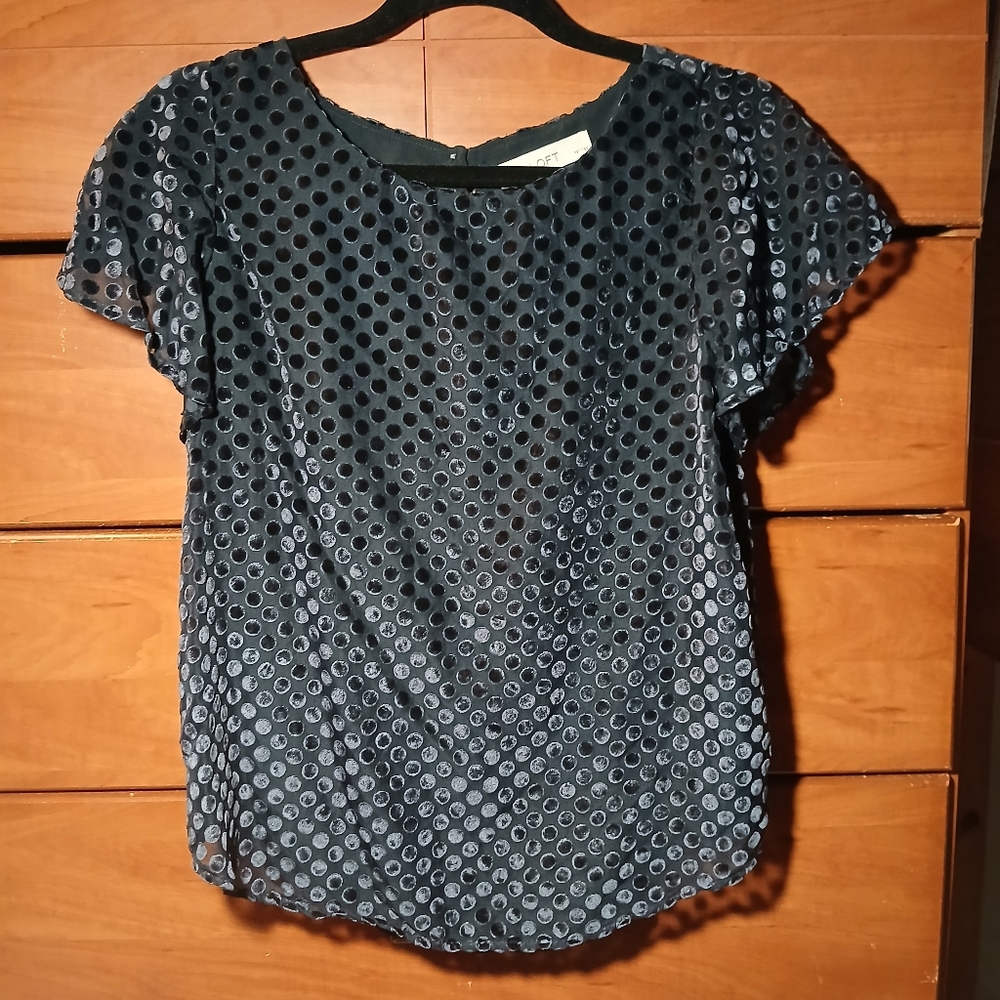 Velvet Navy Polka Dot Top